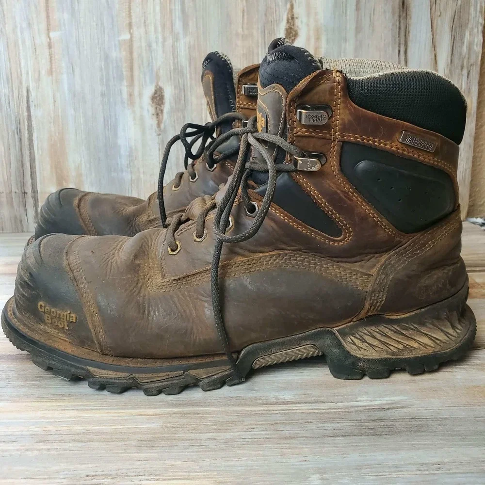 Georgia Boot GB00284 Carbo-Tec LTX Waterproof Work Boots Mens 10.5W Brwn Leather